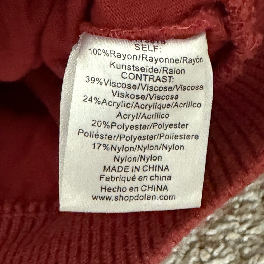 DOLAN Fringe Sweater Red Knit Large Anthropologie Terracotta Statement Sleeves - Picture 6 of 7